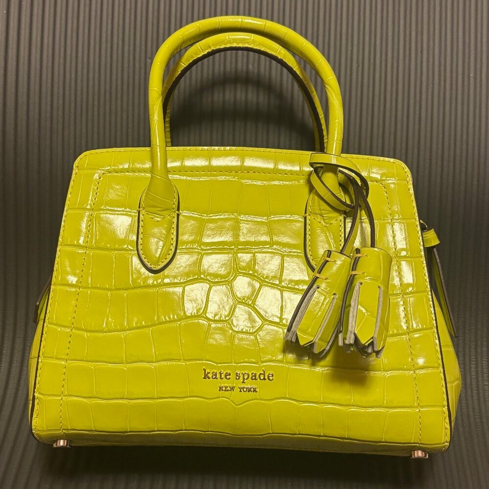 Kate Spade Knott Croc-Embossed Mini Satchel Granny Smith K8975 NWOT